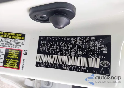 2017 Toyota Corolla Le из США, поврежденный, VIN 2T1BURHE9HC835467